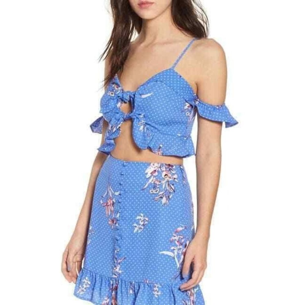 Lost Wander Women's Crop Top Off Shoulder Knot Tie